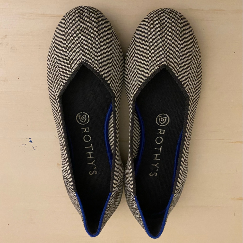 Rothy's Black and White Chevron Flats